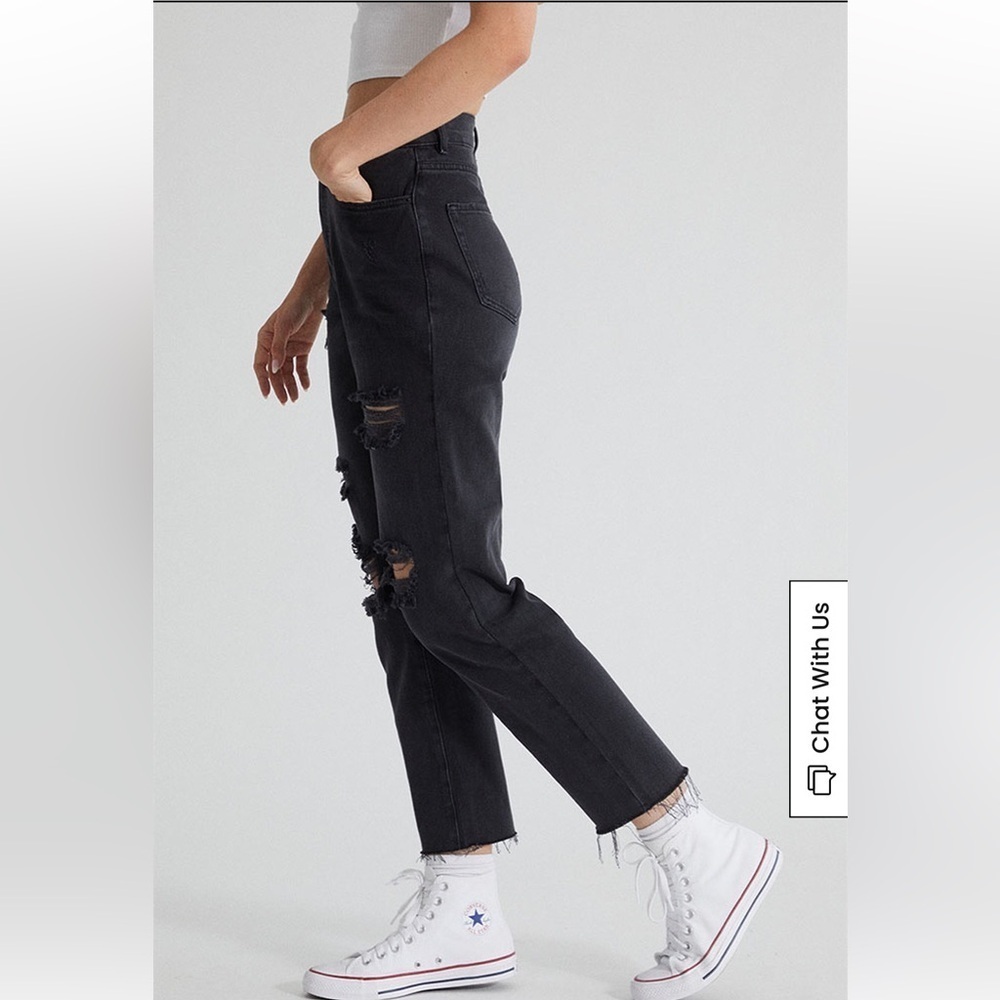 PacSun Black High Waisted Straight Distressed Jeans Size 25 - Picture 3 of 6